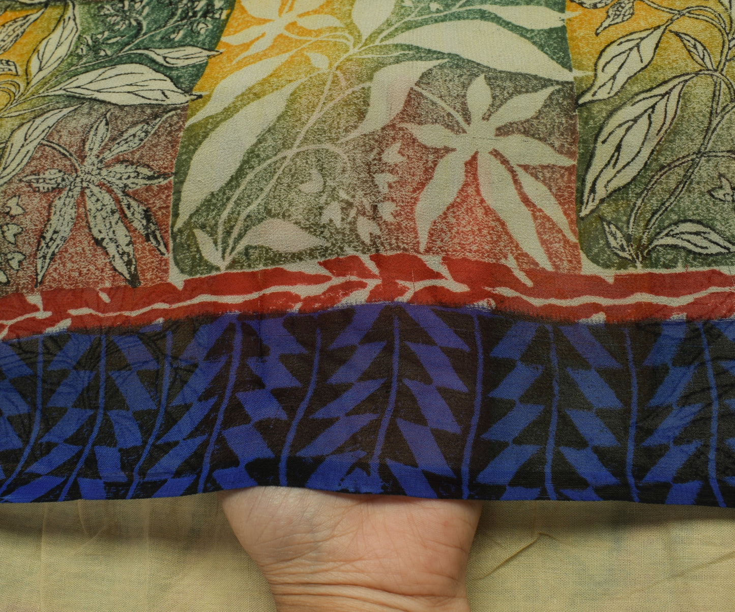 Sushila Vintage Saree 100% Pure Georgette Silk Printed Floral 5 YD Craft Fabric