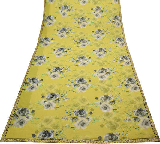 Sushila Vintage Green Saree Blend Georgette Silk Printed Floral Craft Fabric
