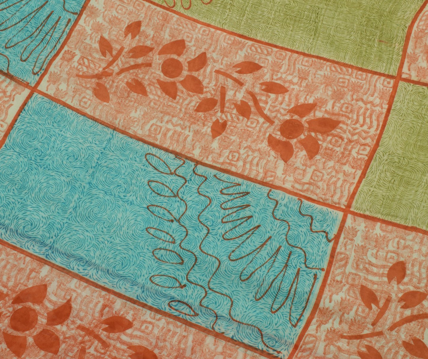 Sushila Vintage Saree 100% Pure Georgette Silk Printed Floral 5 YD Craft Fabric