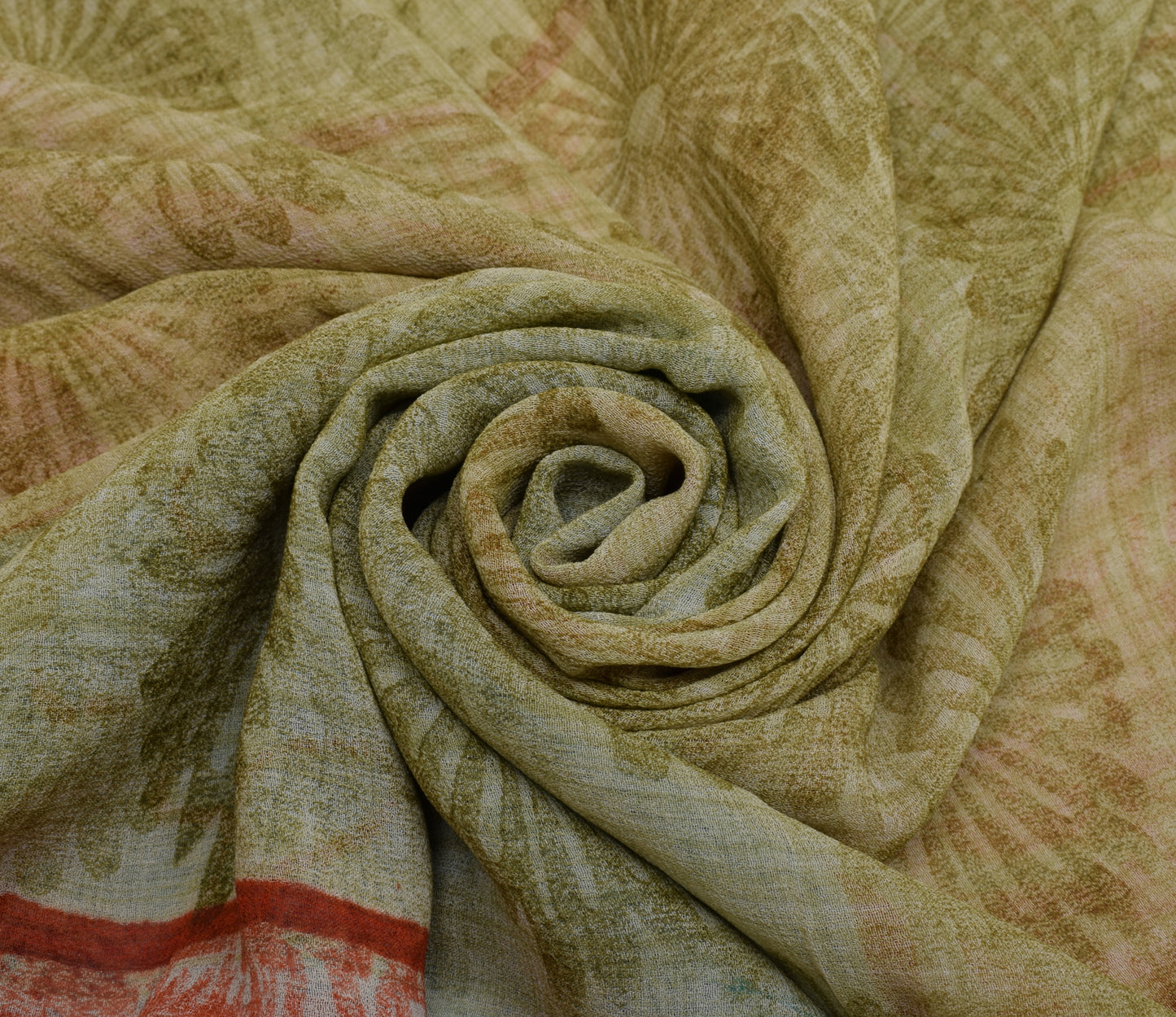 Sushila Vintage Saree 100% Pure Georgette Silk Printed Floral 5 YD Craft Fabric