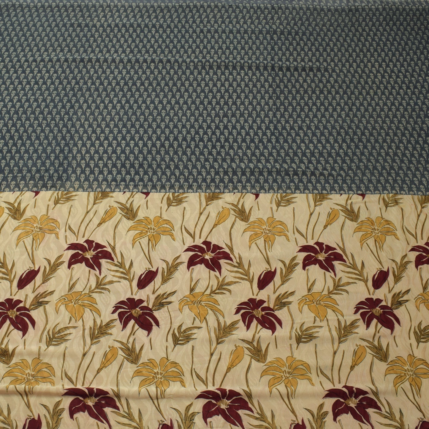 Sushila Vintage Gray Saree 100% Pure Georgette Silk Printed Floral Craft Fabric