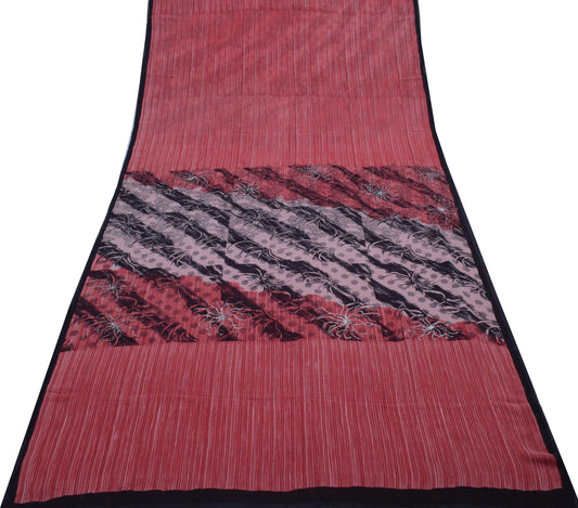 Sushila Vintage Indian Saree 100% Pure Georgette Silk Printed 5 YD Craft Fabric