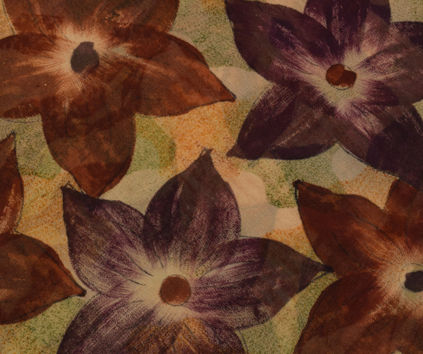 Sushila Vintage Saree 100%Pure Georgette Silk Printed Floral 5 Yard Craft Fabric