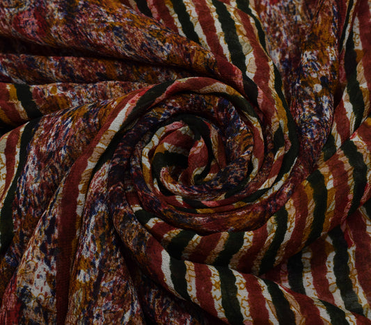 Sushila Vintage Multi-Color Saree 100% Pure Georgette Silk Printed Craft Fabric