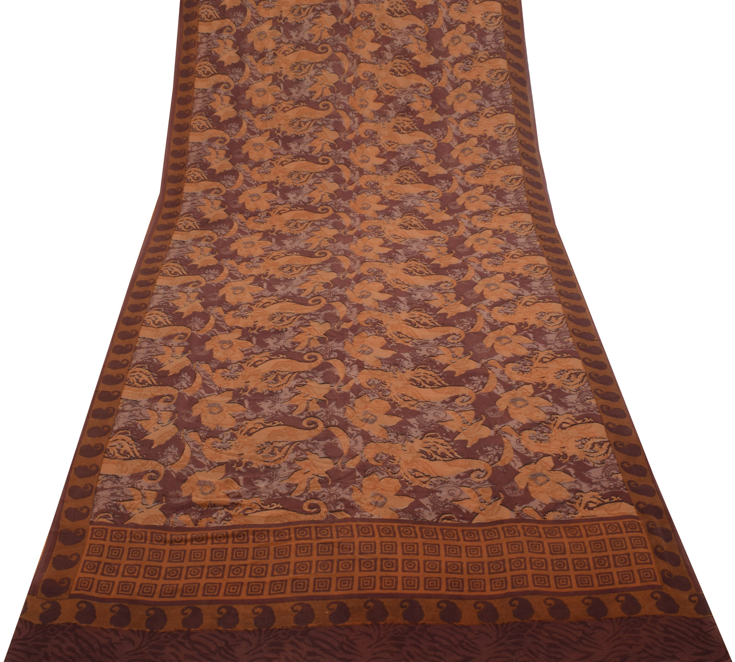 Sushila Vintage Indian Saree 100% Pure Georgette Silk Printed 5 YD Craft Fabric