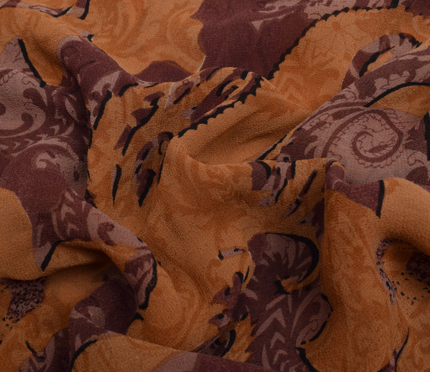 Sushila Vintage Indian Saree 100% Pure Georgette Silk Printed 5 YD Craft Fabric