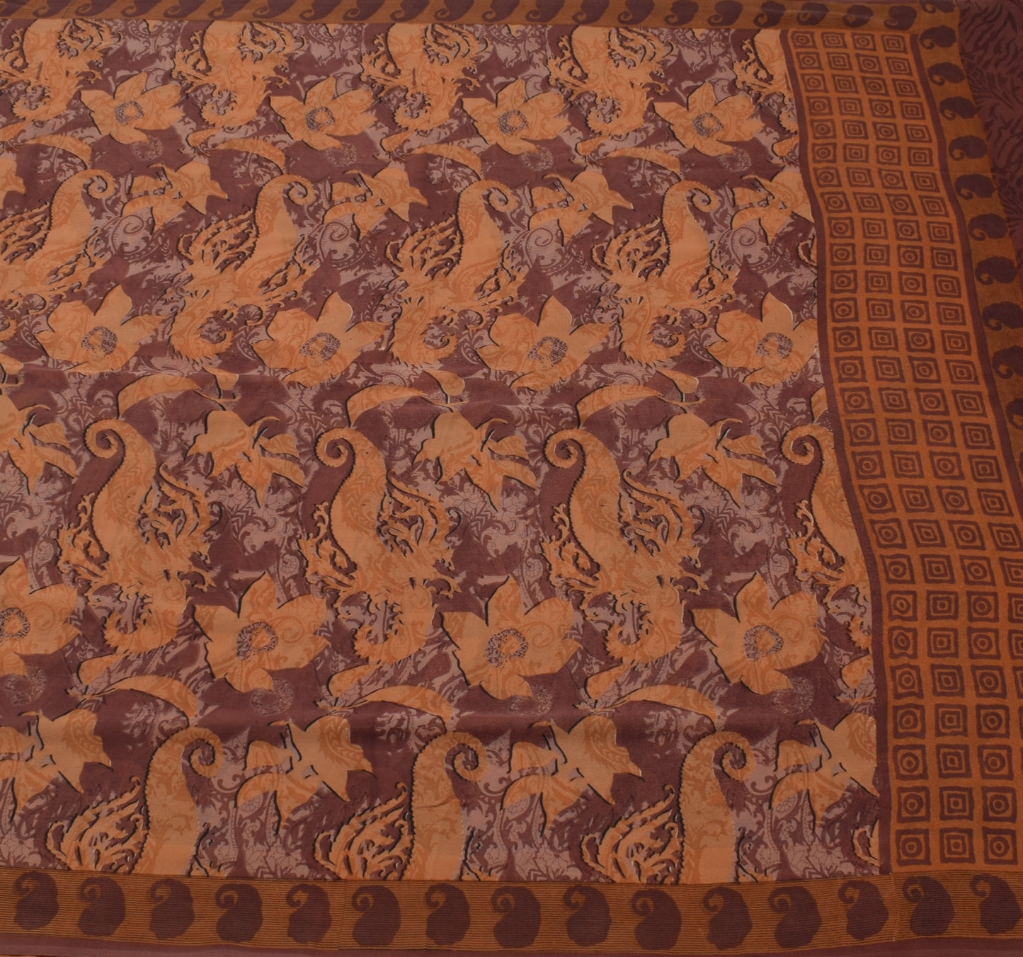 Sushila Vintage Indian Saree 100% Pure Georgette Silk Printed 5 YD Craft Fabric