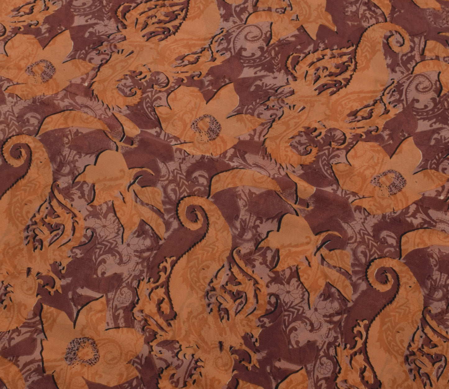 Sushila Vintage Indian Saree 100% Pure Georgette Silk Printed 5 YD Craft Fabric
