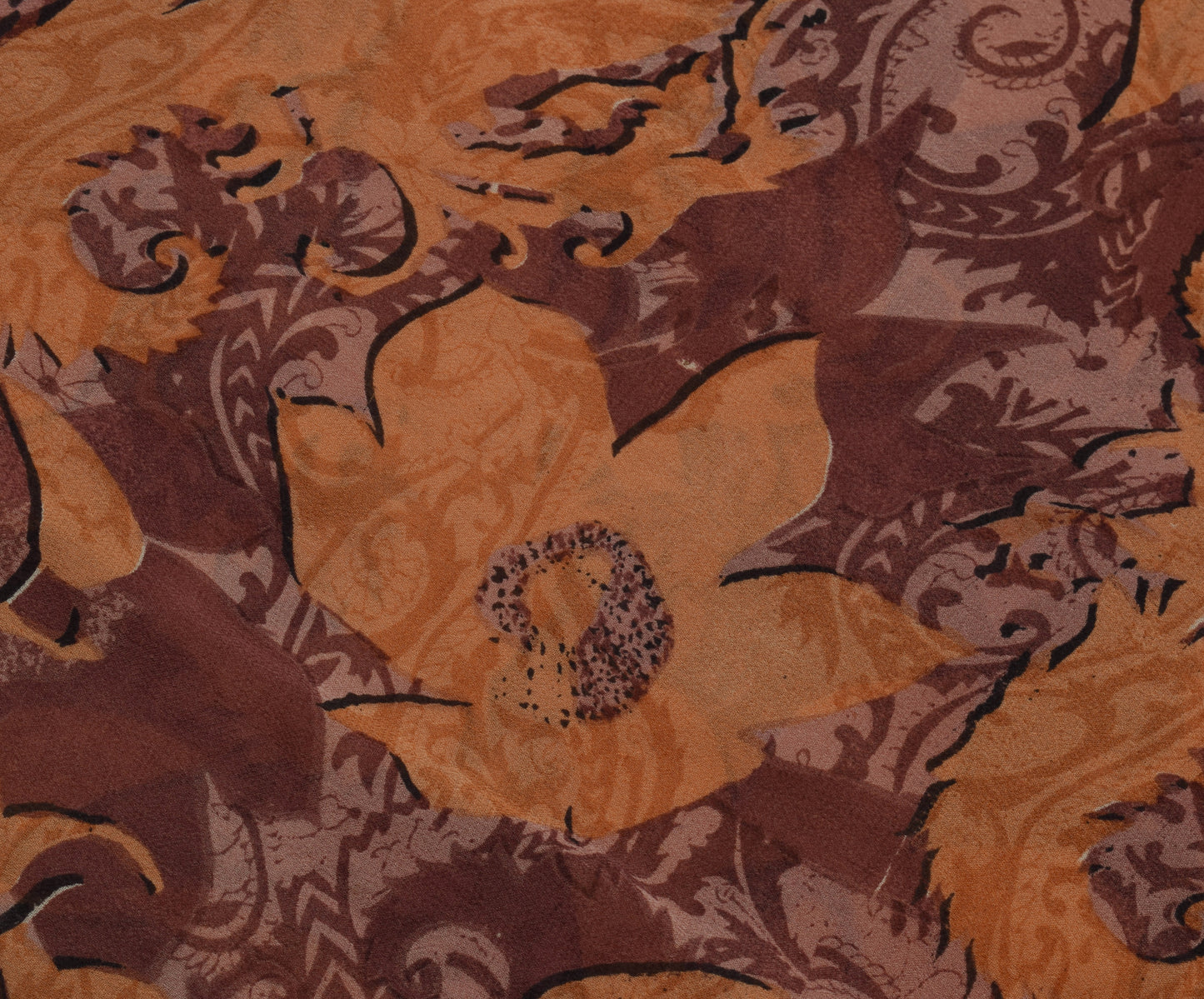 Sushila Vintage Indian Saree 100% Pure Georgette Silk Printed 5 YD Craft Fabric
