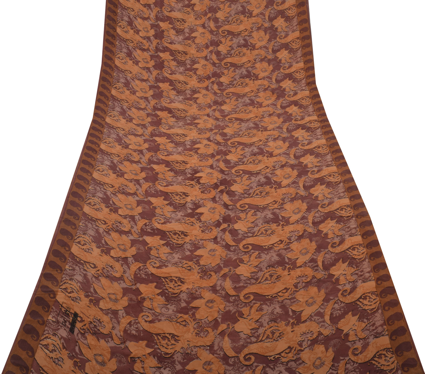 Sushila Vintage Indian Saree 100% Pure Georgette Silk Printed 5 YD Craft Fabric