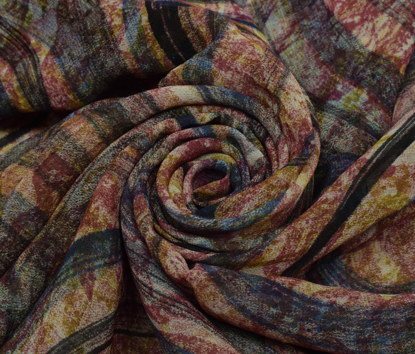 Sushila Vintage Saree 100% Pure Georgette Silk Printed Floral 5 YD Craft Fabric