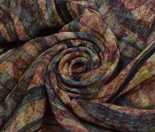 Sushila Vintage Saree 100% Pure Georgette Silk Printed Floral 5 YD Craft Fabric