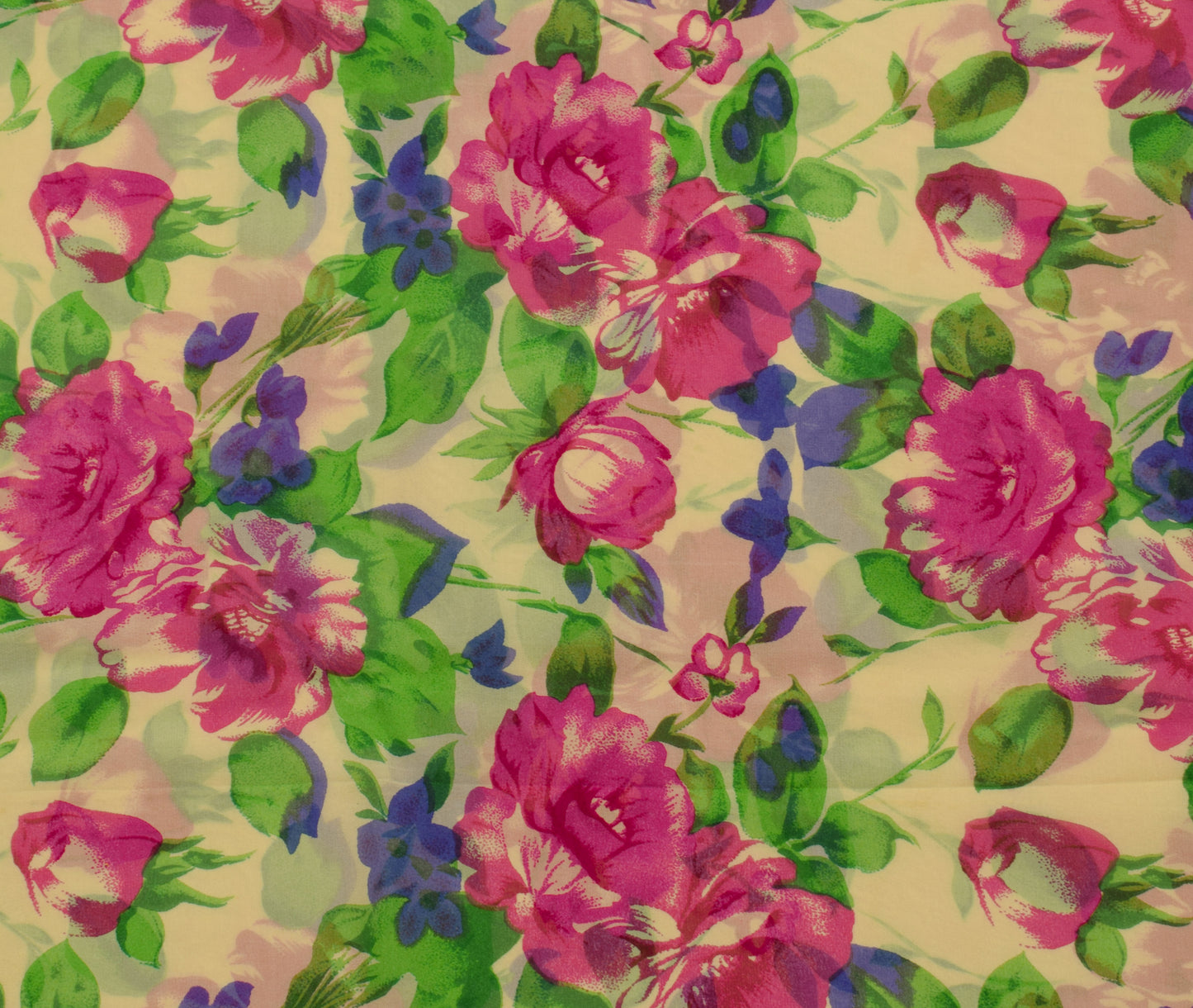 Sushila Vintage Cream Saree 100% Pure Georgette Silk Printed Floral Craft Fabric