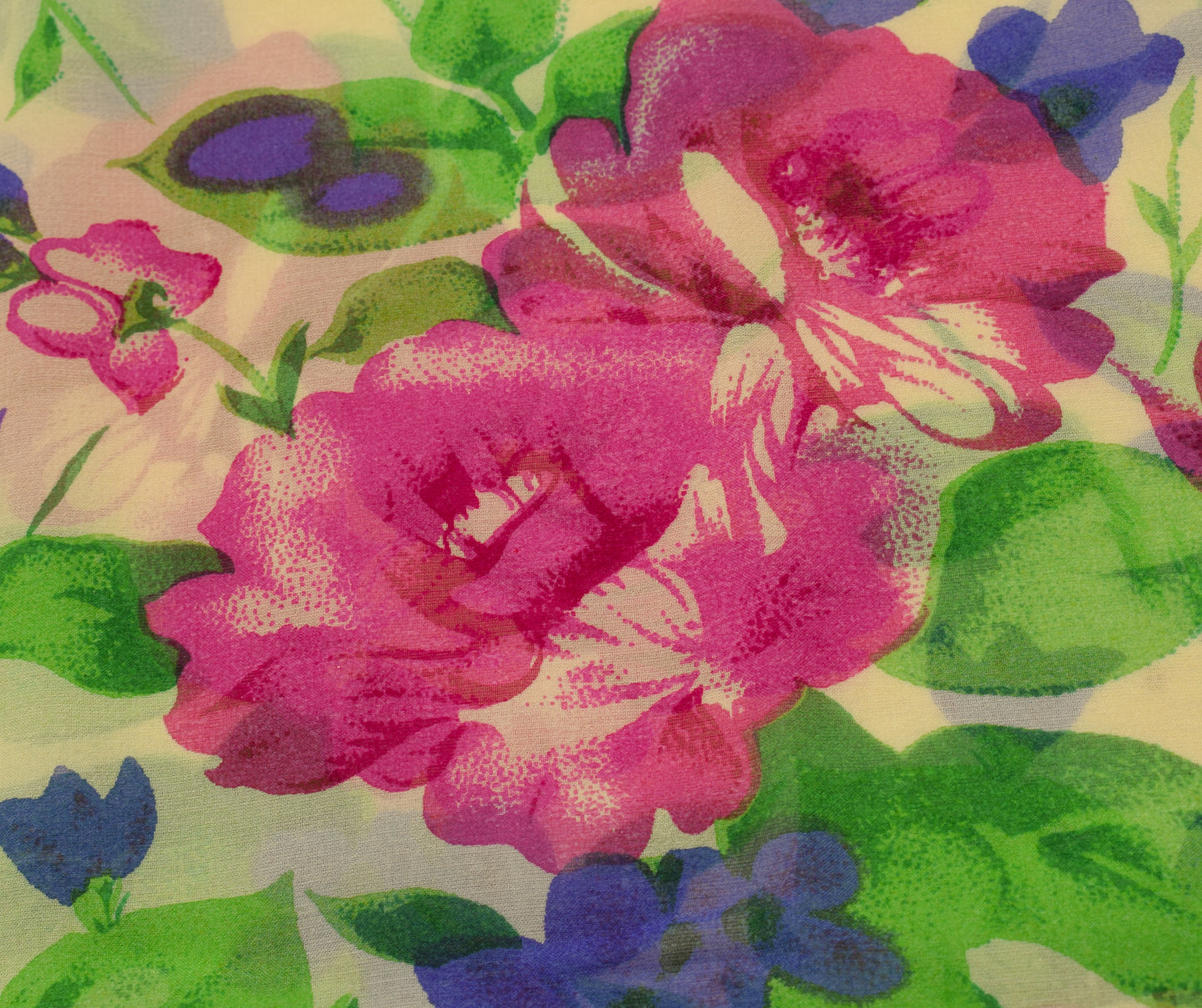 Sushila Vintage Cream Saree 100% Pure Georgette Silk Printed Floral Craft Fabric