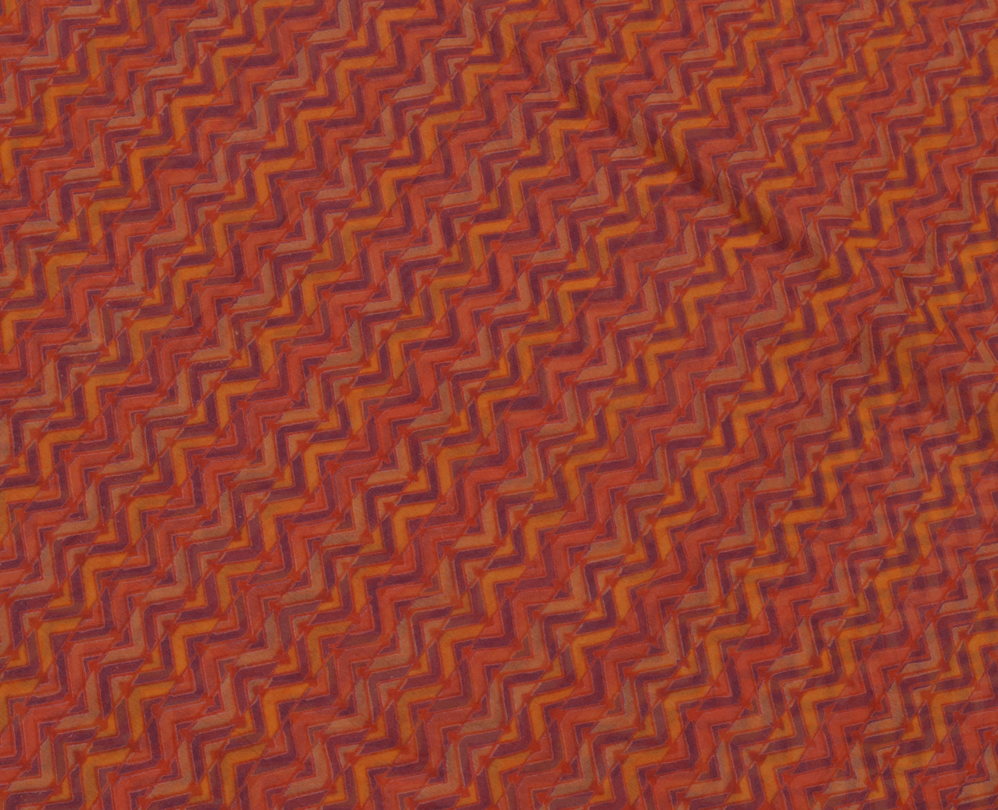 Sushila Vintage Mauve Saree 100% Pure Chiffon Silk Printed Zig-Zag Craft Fabric