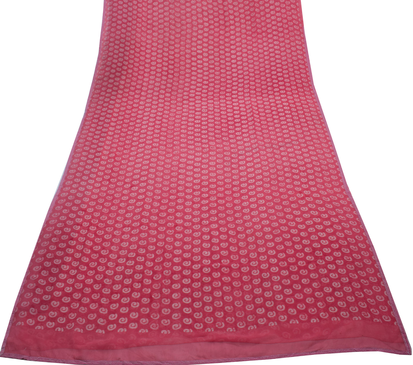 Sushila Vintage Pink Saree 100% Pure Georgette Silk Printed 5 Yard Craft Fabric