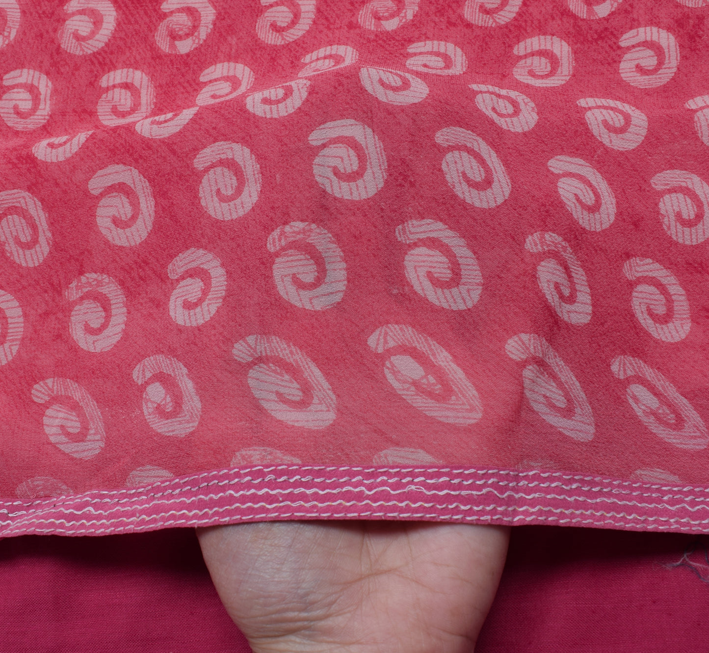 Sushila Vintage Pink Saree 100% Pure Georgette Silk Printed 5 Yard Craft Fabric