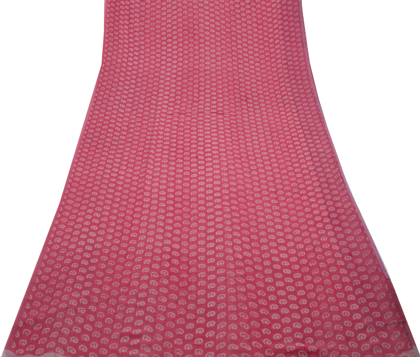 Sushila Vintage Pink Saree 100% Pure Georgette Silk Printed 5 Yard Craft Fabric