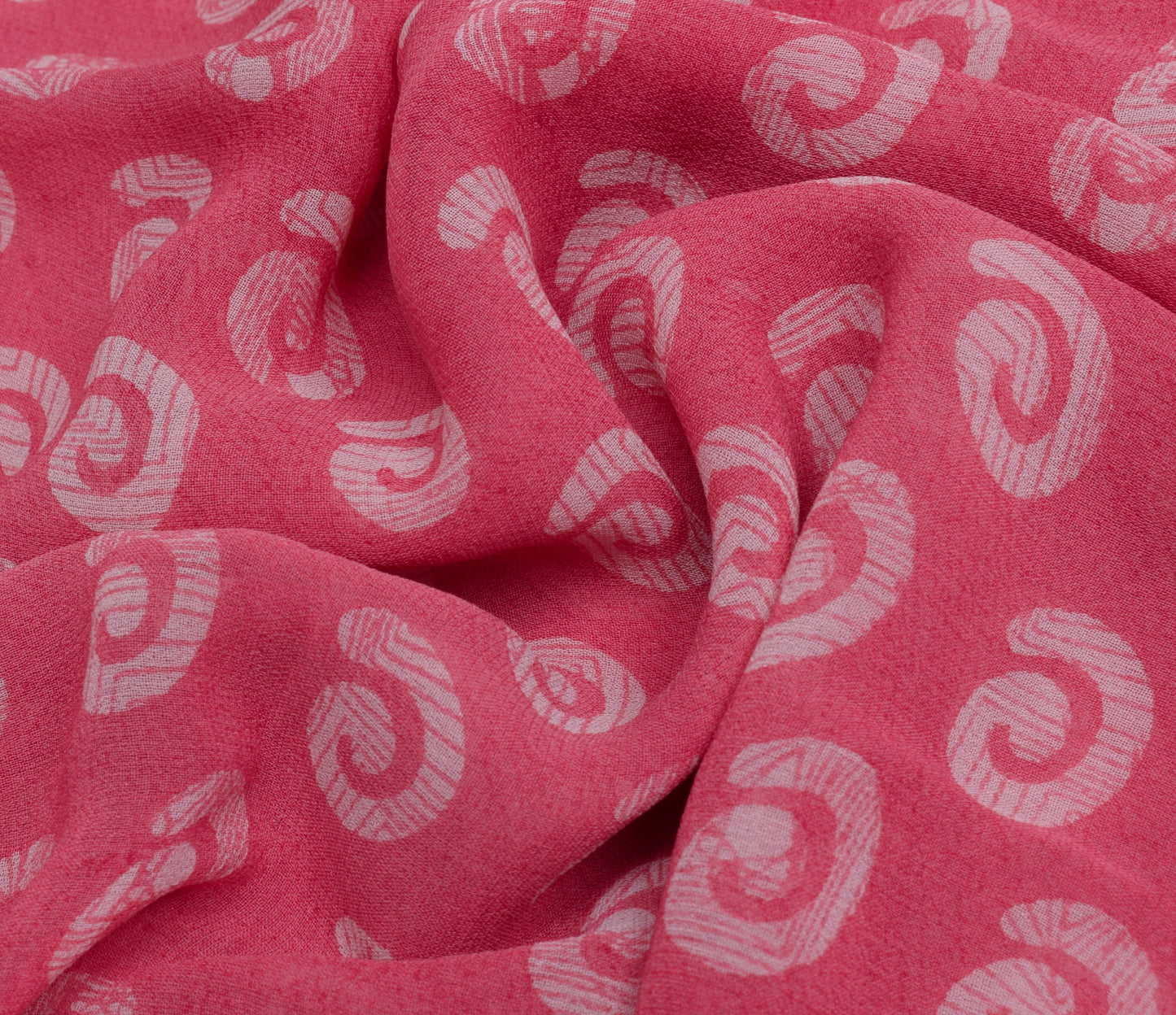 Sushila Vintage Pink Saree 100% Pure Georgette Silk Printed 5 Yard Craft Fabric