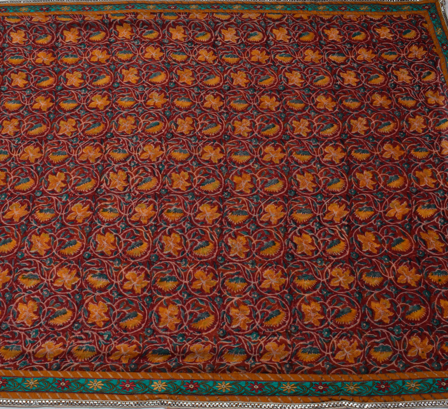 Sushila Vintage Red Saree 100% Pure Georgette Silk Printed Floral Craft Fabric