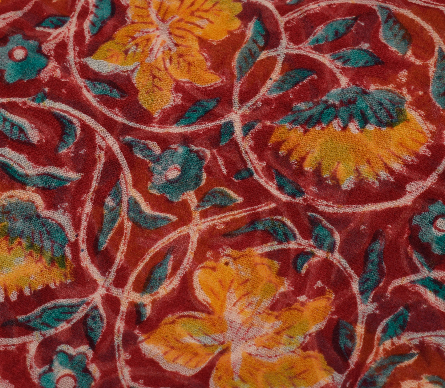 Sushila Vintage Red Saree 100% Pure Georgette Silk Printed Floral Craft Fabric