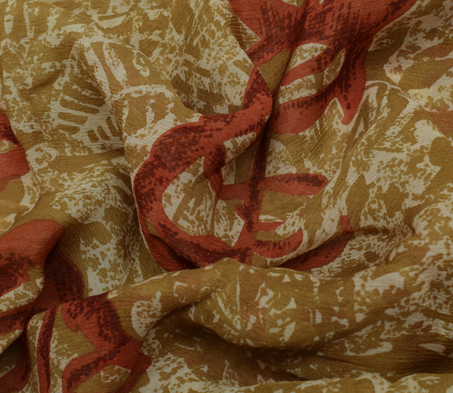 Sushila Vintage Green Saree 100% Pure Chiffon Silk Printed Floral Craft Fabric