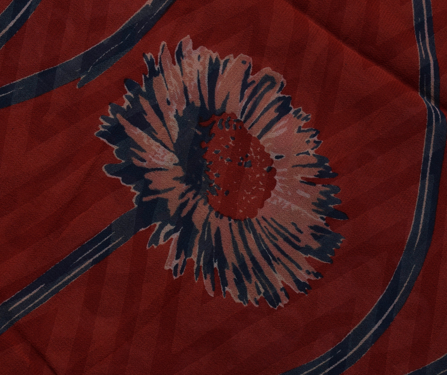 Sushila Vintage Red Saree 100% Pure Georgette Silk Printed Floral Craft Fabric