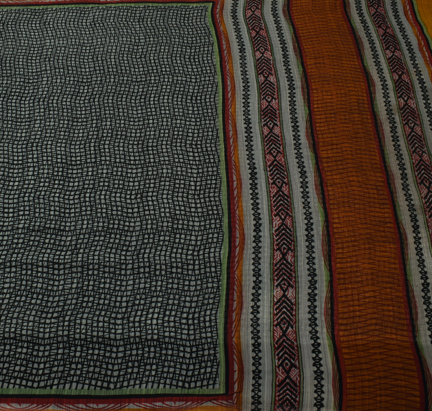 Sushila Vintage Gray Saree 100% Pure Georgette Silk Printed 5 Yard Craft Fabric
