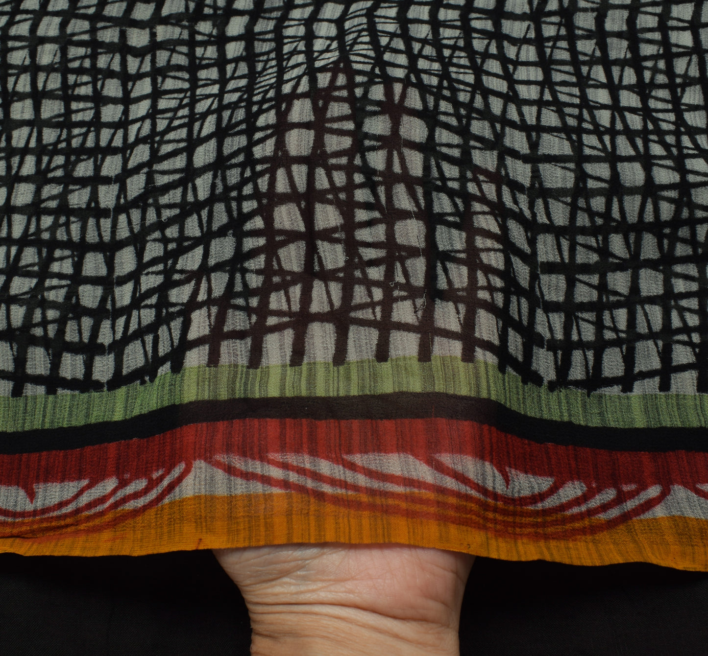 Sushila Vintage Gray Saree 100% Pure Georgette Silk Printed 5 Yard Craft Fabric