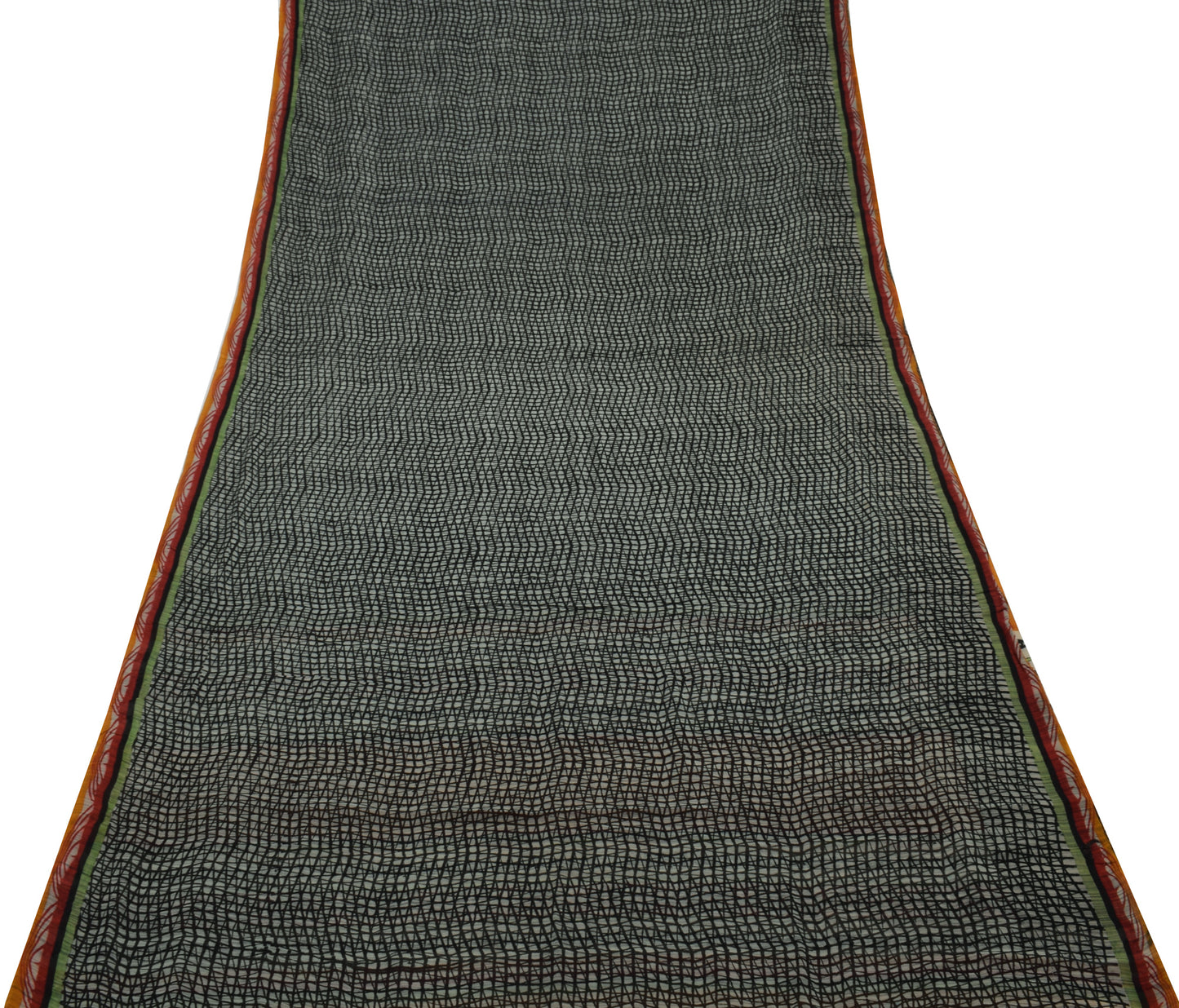 Sushila Vintage Gray Saree 100% Pure Georgette Silk Printed 5 Yard Craft Fabric