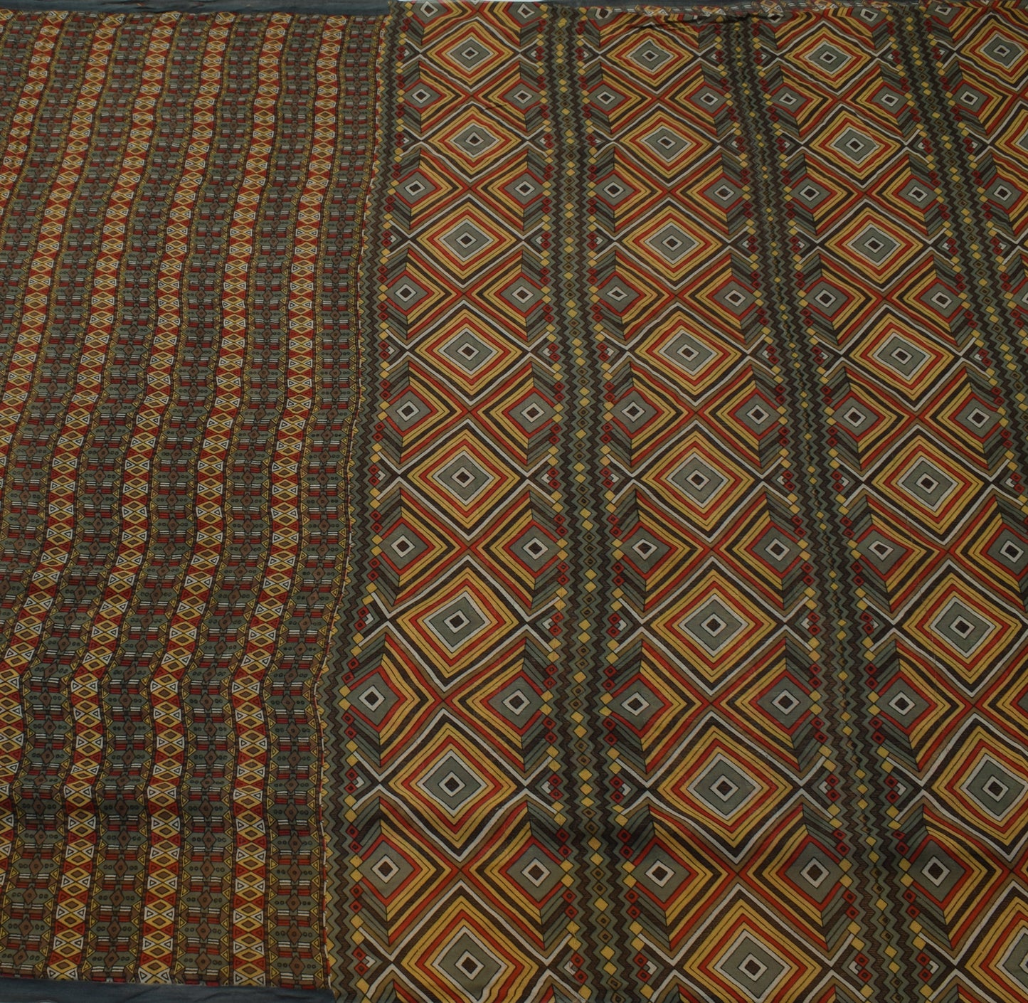 Sushila Vintage Gray Saree 100% Pure Georgette Printed Geometrical Craft Fabric