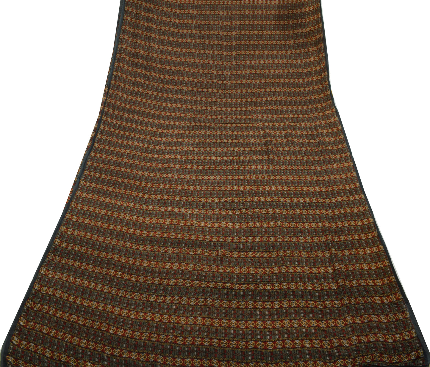 Sushila Vintage Gray Saree 100% Pure Georgette Printed Geometrical Craft Fabric