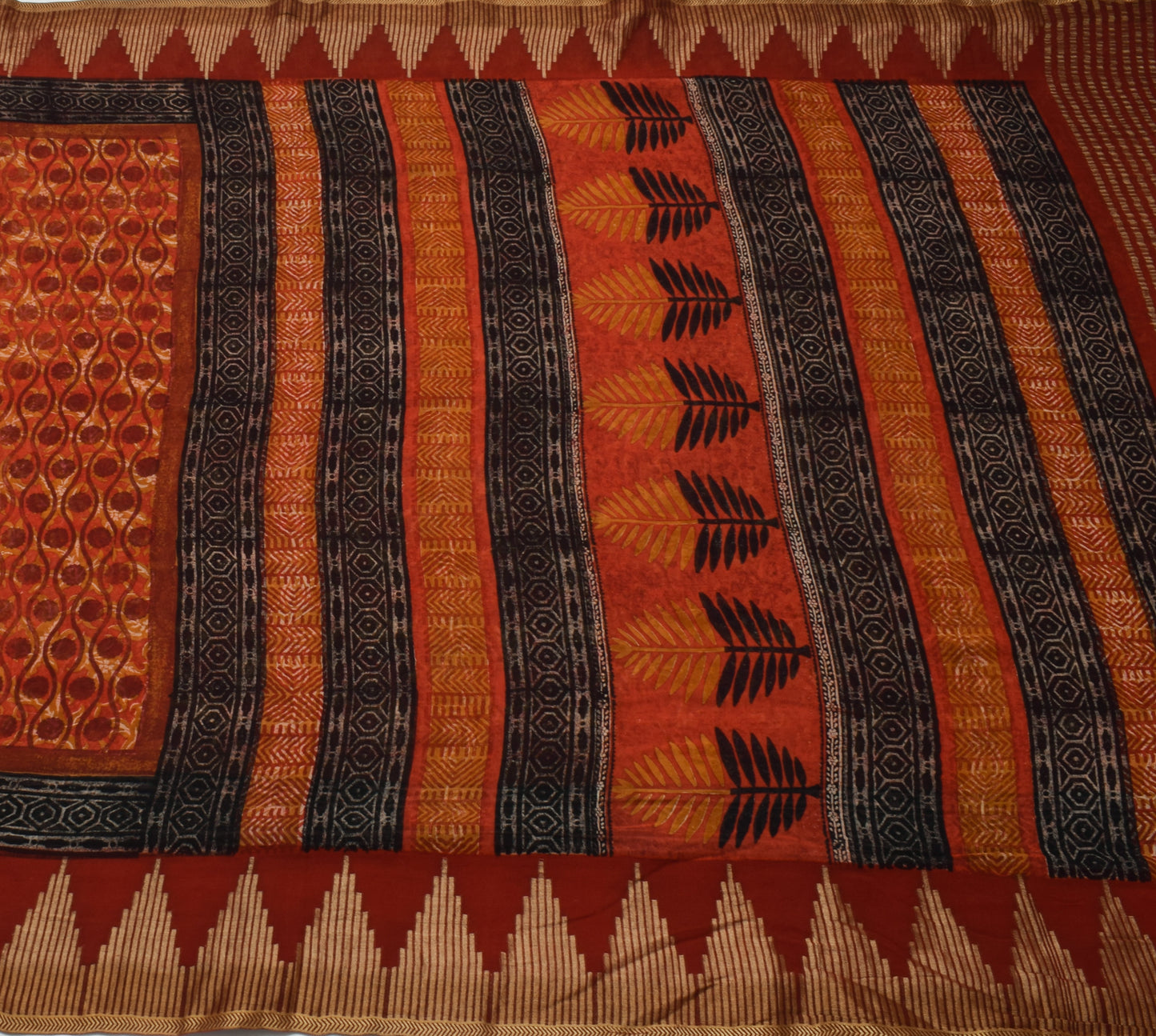 Sushila Vintage Indian Saree 100% Pure Georgette Silk Printed 5 YD Craft Fabric