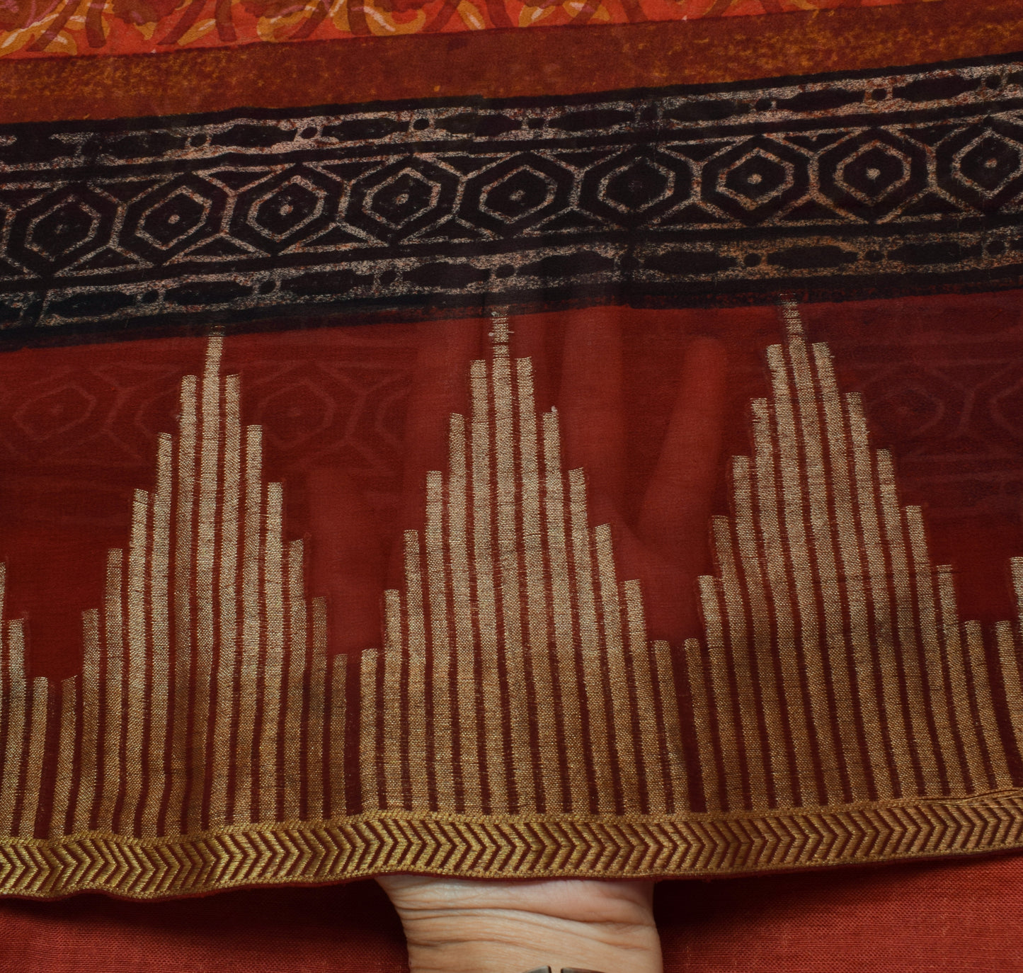 Sushila Vintage Indian Saree 100% Pure Georgette Silk Printed 5 YD Craft Fabric