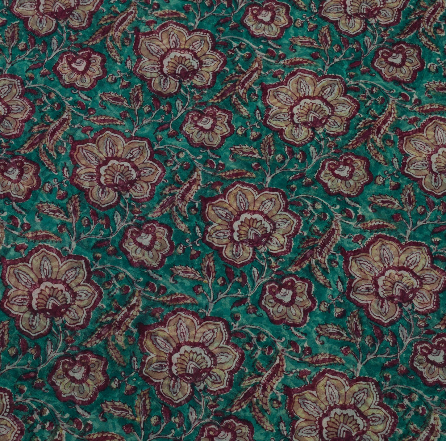 Sushila Vintage Blue Saree 100% Pure Georgette Silk Printed Floral Craft Fabric