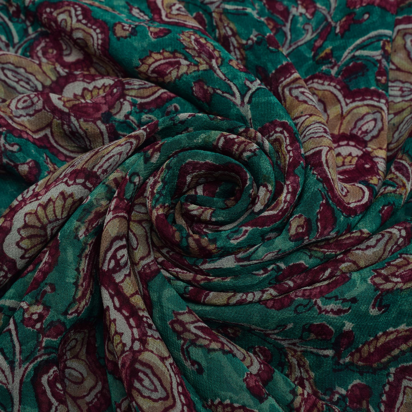 Sushila Vintage Blue Saree 100% Pure Georgette Silk Printed Floral Craft Fabric