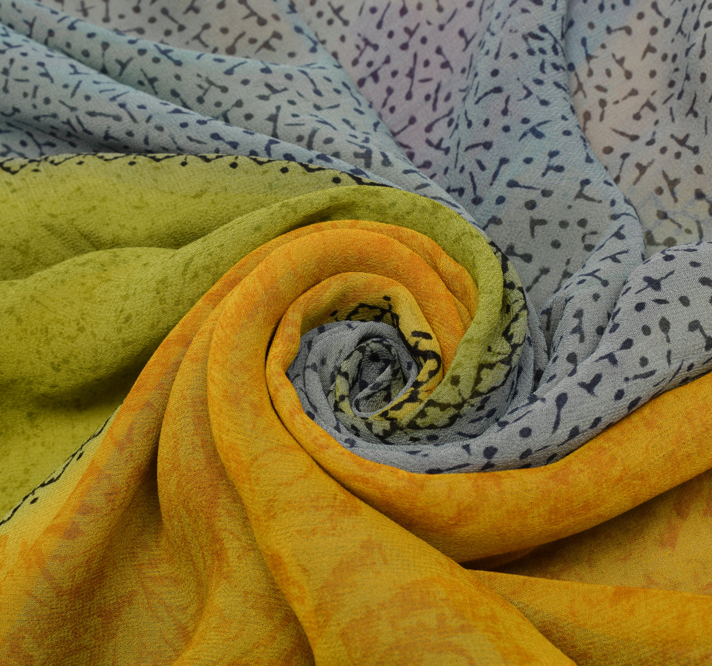 Sushila Vintage Saree 100% Pure Georgette Silk Printed Floral 5 YD Craft Fabric