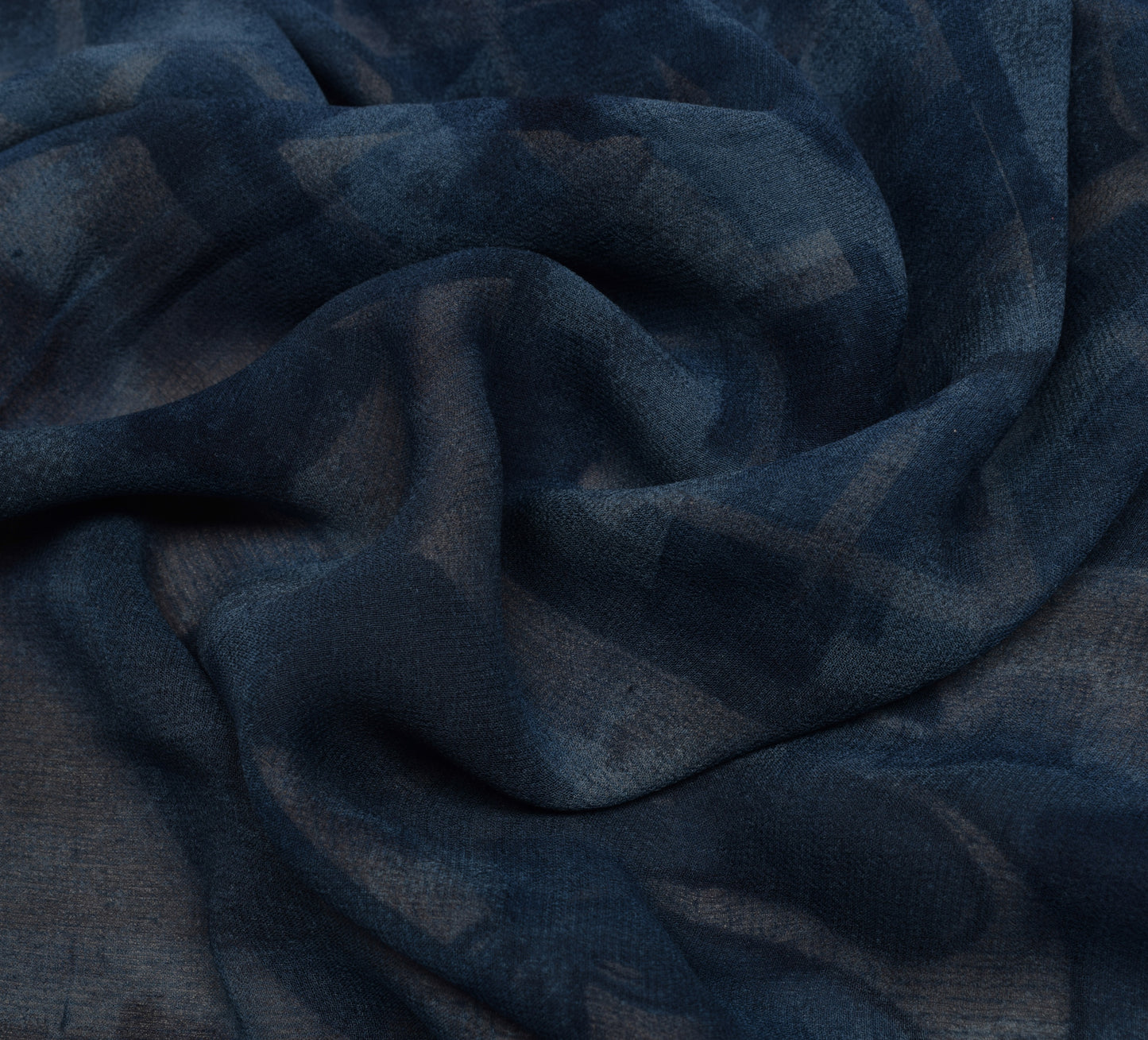 Sushila Vintage Blue Saree 100% Pure Georgette Silk Printed Floral Craft Fabric