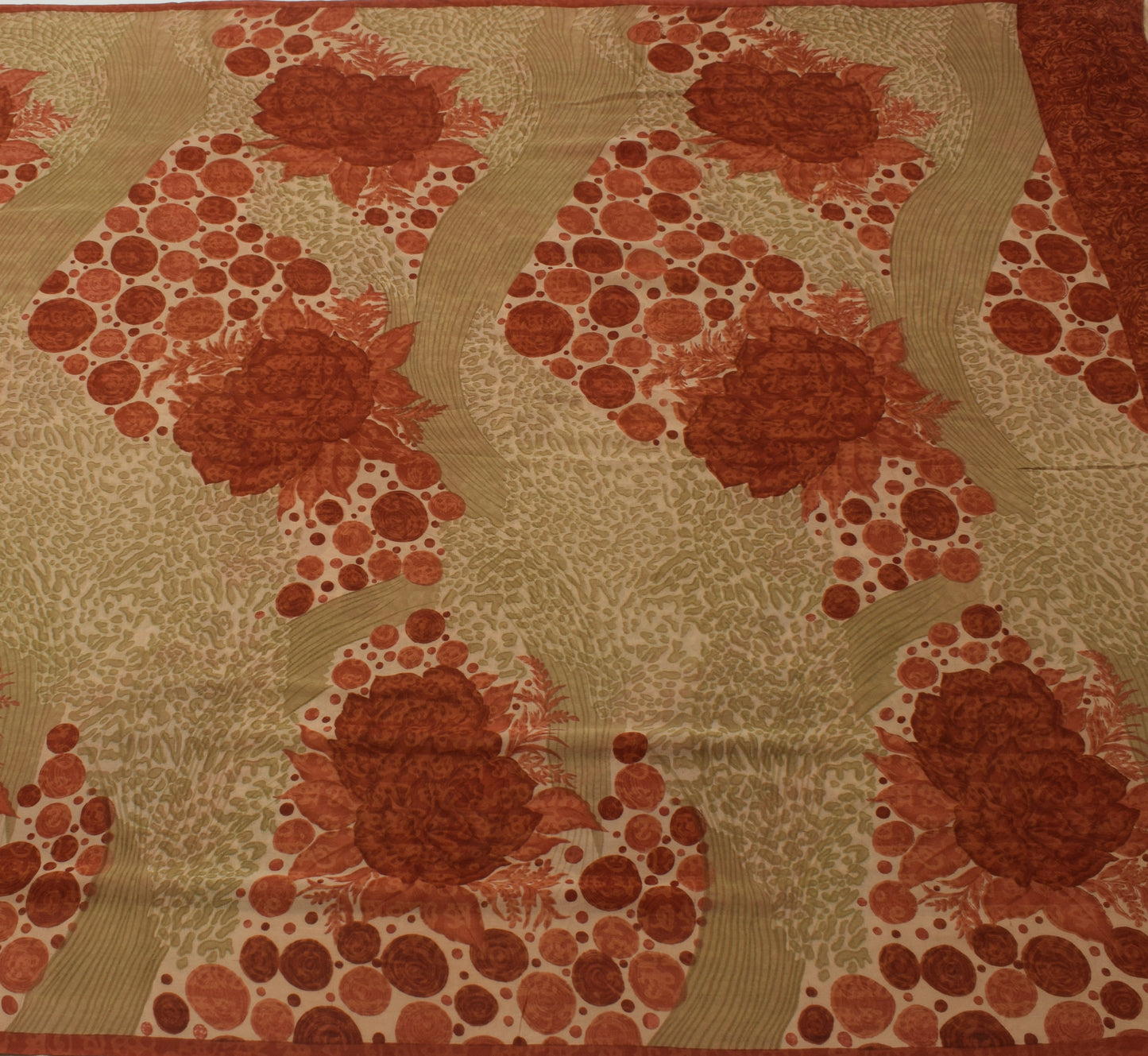 Sushila Vintage Saree 100% Pure Georgette Silk Printed Floral 5 YD Craft Fabric