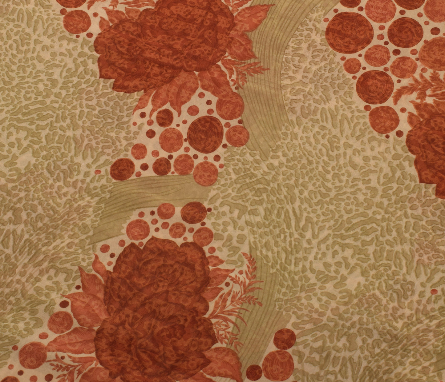 Sushila Vintage Saree 100% Pure Georgette Silk Printed Floral 5 YD Craft Fabric