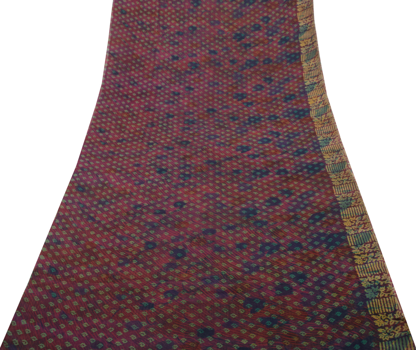 Sushila Vintage Purpl Saree 100% Pure Georgette Silk Printed Floral Craft Fabric