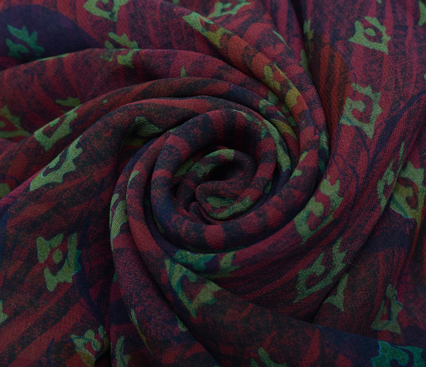 Sushila Vintage Purpl Saree 100% Pure Georgette Silk Printed Floral Craft Fabric