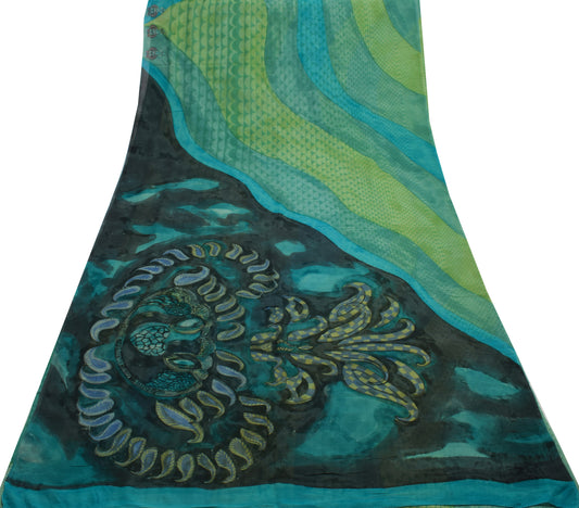 Sushila Vintage Branded Saree 100% Pure Georgette Laheriya Printed Craft Fabric