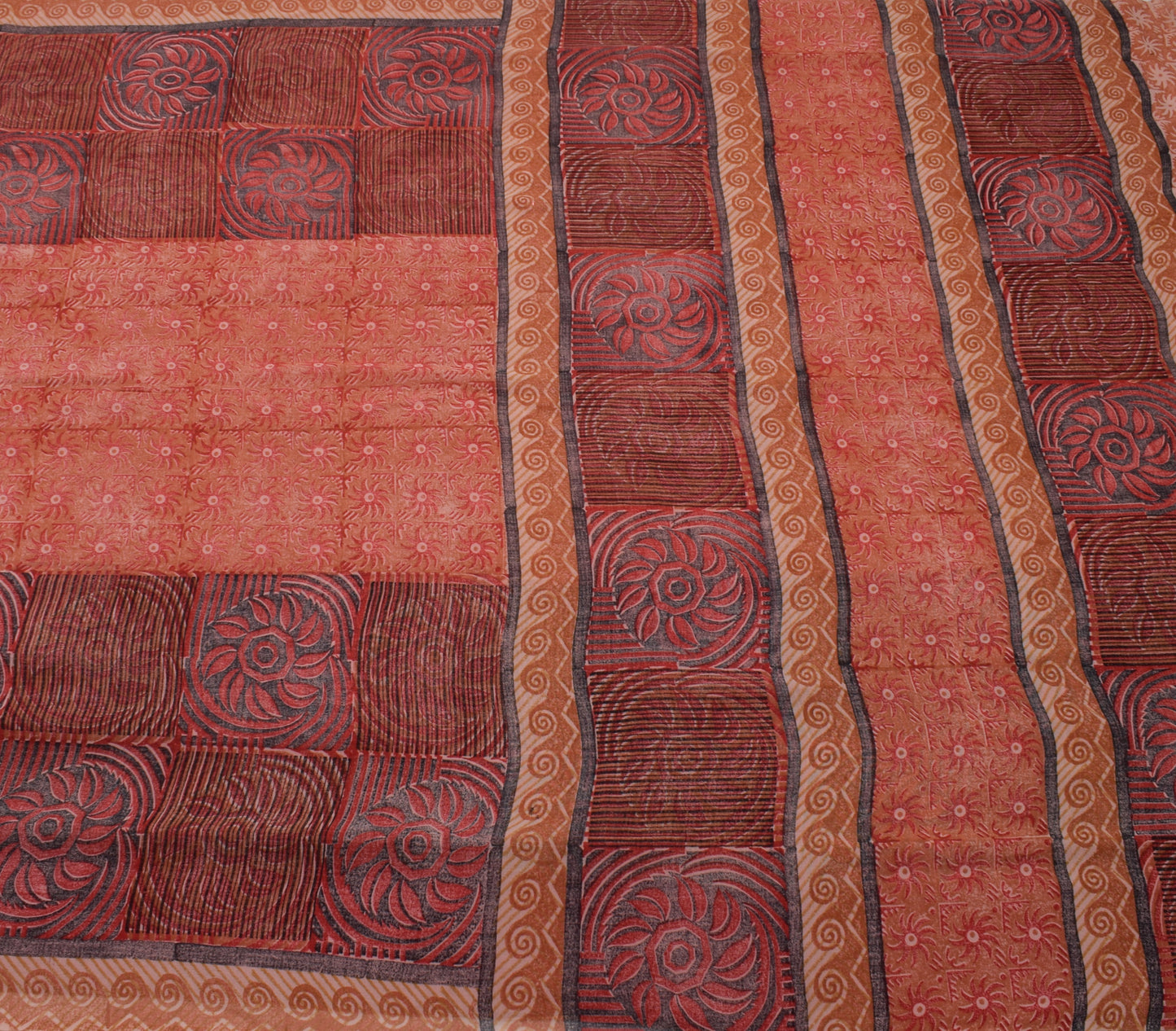 Sushila Vintage Saree 100% Pure Georgette Silk Printed Floral 5 YD Craft Fabric