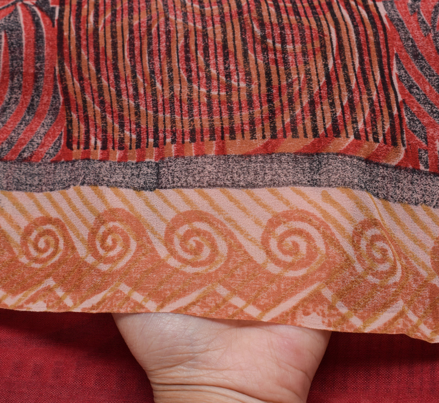 Sushila Vintage Saree 100% Pure Georgette Silk Printed Floral 5 YD Craft Fabric