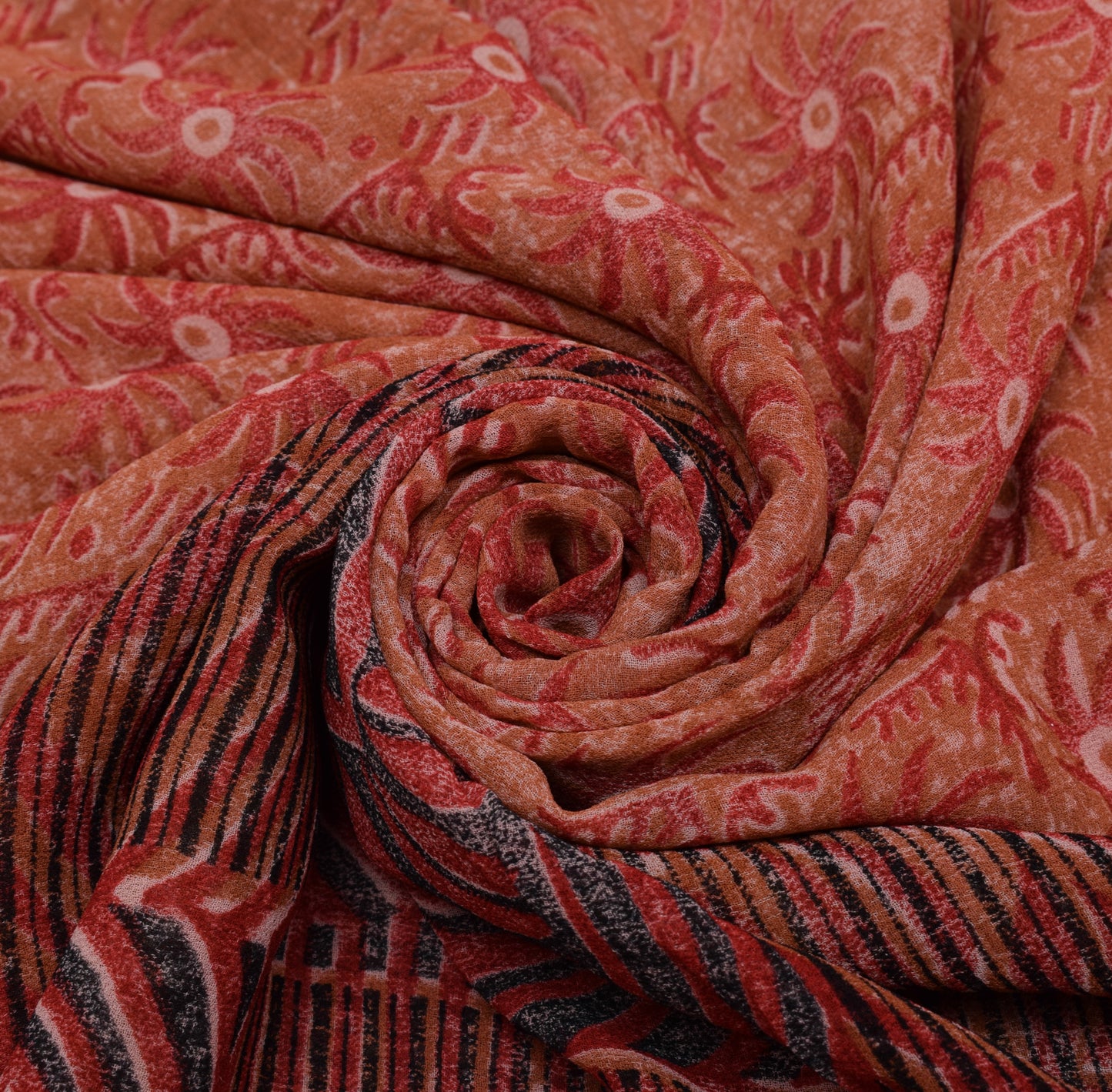 Sushila Vintage Saree 100% Pure Georgette Silk Printed Floral 5 YD Craft Fabric