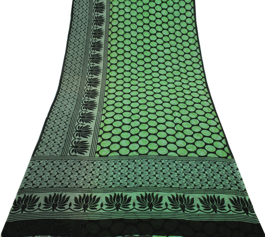 Sushila Vintage Black Branded Saree 100% Pure Georgette Printed Polka Dot Fabric