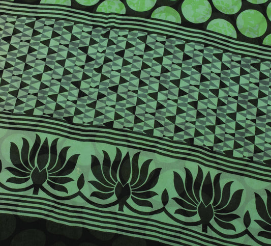 Sushila Vintage Black Branded Saree 100% Pure Georgette Printed Polka Dot Fabric