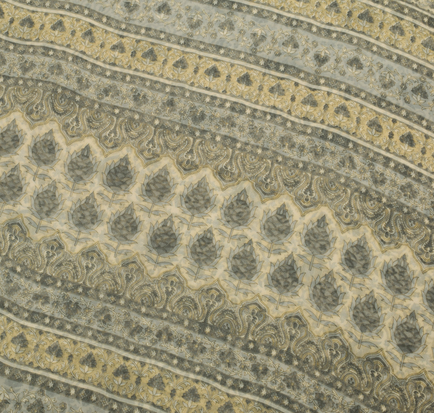 Sushila Vintage Cream Saree Blend Georgette Silk Printed Floral Craft Fabric