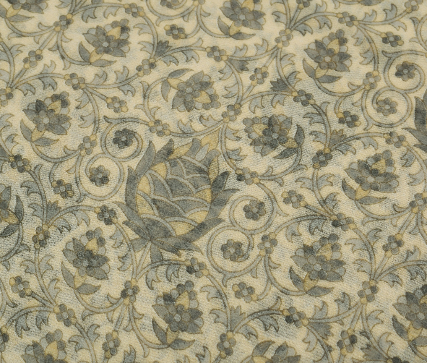 Sushila Vintage Cream Saree Blend Georgette Silk Printed Floral Craft Fabric